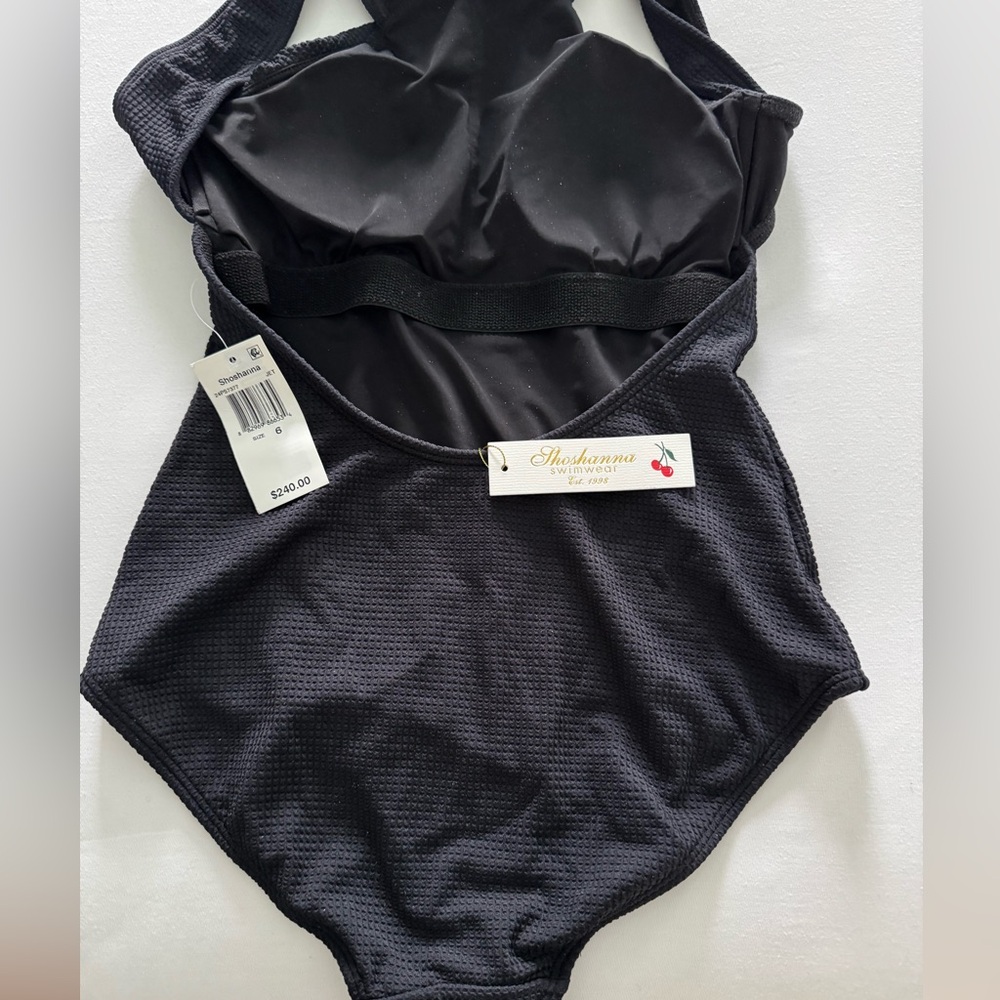 Shoshanna Plisse Black Halter One Piece Swimsuit - Picture 5 of 6